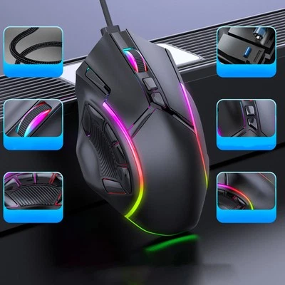 Gaming Mouse RGB Wired 12800DPI 12 Keys Macro Definition Computer Replacemen BEA - Image 1 of 4