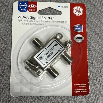 GE 73218 2-Way Signal Splitter, Split 1 Video Signal into 2, 5-900 MHz - Image 1 of 3