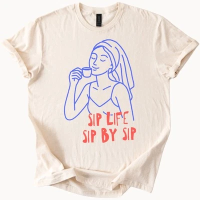 Camiseta gráfica café novia sorbo vida sorbo por sorbo boda fiesta camisa Foto 1 de 4