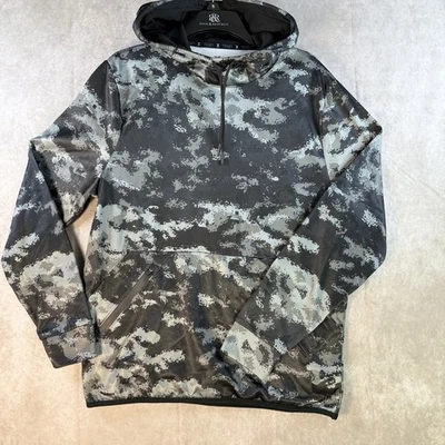 Xersion Train 1/2 Zip Fleece Hoodie Medium Black Gray Camo Long Sleeve Pullover - Image 1 of 4