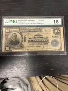 1902 Ten Dollar Note Traders National Bank Of Birmingham Alabama PMG VF 15 - Picture 1 of 10