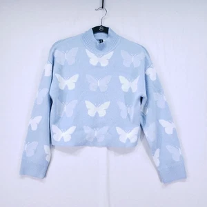 Suéter Simulado Tejido Relajado Recortado Mariposa Azul Bebé Dividido H&M Para Mujer XS - Imagen 1 de 12
