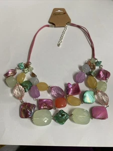 Fairy Garden Multi-Bead Chi key Statement Necklace Handmade - Picture 1 of 3