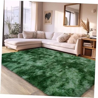 Alfombra mullida verde teñida con corbata para dormitorio 5x7 pies - 5x7 pies tie-dye verde oscuro Foto 1 de 4