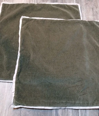 West Elm Classic Cotton Velvet Pillow Covers  Set Of 2(Dark Olive) NWOT 028 - Image 1 of 4