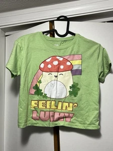 GIRLS SQUISHMALLOWS GREEN CROPPED GRAPHIC TEE T-SHIRT SIZE M - Picture 1 of 4