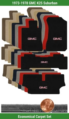 Juego de alfombrillas Velourtex personalizadas para '73-78 GMC K25 Suburban con logotipo (4 piezas) #O3R Foto 1 de 4