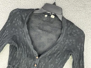 Moth Sweater Girls M Black Floral Adjustable Waist Button Knit - Picture 1 of 11