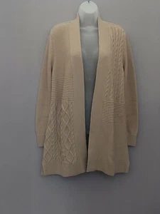 Charter Club Size M Women Camel Brown L-Sleeve Open Front Long Cardigan Sweater - Picture 1 of 12