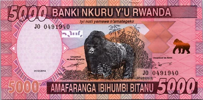 Rwanda 5000 Francs 2014, RADAR 7 Digit, 0491940 UNC, P-41 - Image 1 of 4