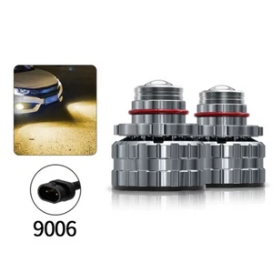 2Pcs 9006 LED Laser Headlight Bulbs Projector Lens Fog Light Lamp Yellow 3000K - Picture 1 of 17