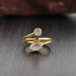 Natural Moonstone Ring, 925 Striling Silver Jewelry, Wedding Ring, Gift For Her - Picture 1 of 5