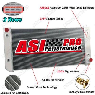 3 Rows Aluminum Radiator For 2003-2009 GMC C4500 C5500 Topkick 6.6L 8.1L AT - Image 1 of 4