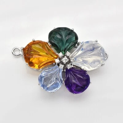 Clasp of SYNTHETIC FLOWER/MOISSANITE/W38.5MM/L25.5MM/H10MM/1Sts/11.32Gr/$ 270.00 - Image 1 of 4