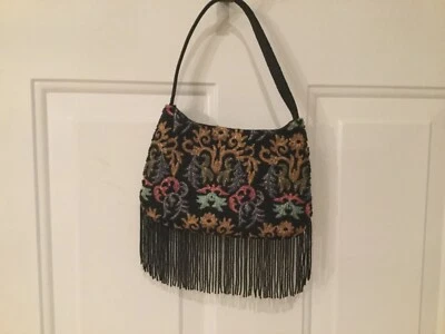 Bolso de mano Enzo Angiolini Noche Cuentas con flecos negros con cuentas Foto 1 de 4