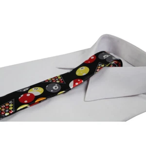 Mens Black With Snooker Balls Billards 5cm Skinny Neck Tie - Picture 1 of 3
