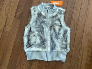 Gymboree Girls Faux Fur Front Zip Up Gray Vest Size Medium 7-8 New - Picture 1 of 8