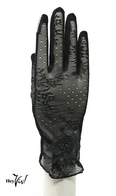 Sheer Black Lace Touch Screen Gloves Party Dress Up Prom Retro Fashion - Hey Viv - Image 1 of 4