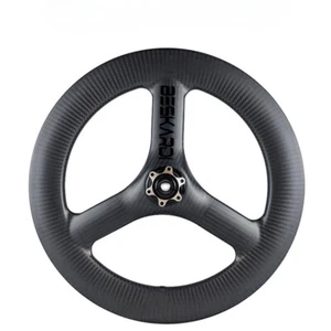 18inch Folding Bike Carbon Wheelset 3 Spokes Front 74 100mm Rim Disc Brake Wheel - Picture 1 of 19