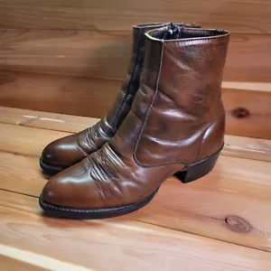 Laredo Boots Mens 8 D Chelsea Brown Leather Side-Zip Western Dress Shoes - Picture 1 of 10