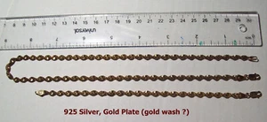 925 Silver, Gold Plate (Goldwash?) twisted rope 18" Necklace & 7.5" Bracelet EXC - Picture 1 of 11