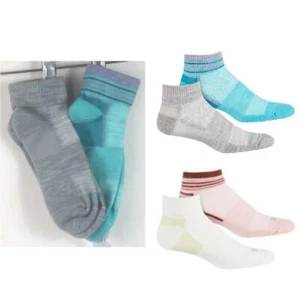 2 Pr Hue Womens Striped Welt Wool Blend Quarter Socks OS Choose Color New - Picture 1 of 8