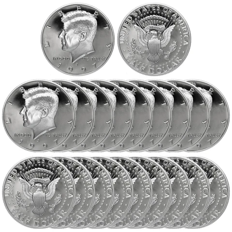 1997 S Kennedy Half Dollar Roll Gem Deep Cameo CN-Clad Proof 20 US Coins Cover