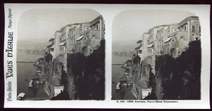 ancienne photo stéréo Italie Sorrente . Hôtel Tramontano - Imagen 1 de 1