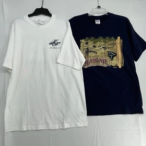 Vintage Maui Hawaii T-shirt Lot Of 2 Size Large Cotton Blue Beach Surf Ocean - Picture 1 of 15