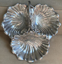 M & Co EPNS Silverplate Serving Tray Art Nouveau Vine Handle Three Sections 9422