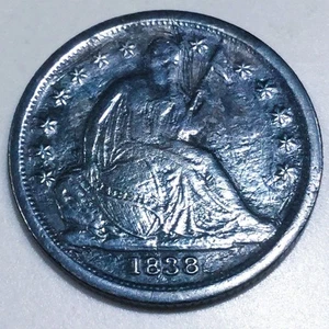 Hermosa moneda de diez centavos libertad sentada de 1838 fecha rara - Imagen 1 de 2
