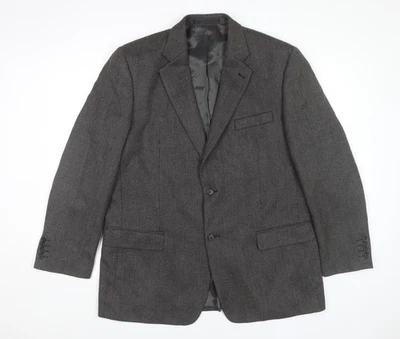 Marks and Spencer Men Grey 44R Wool Herringbone Blazer Jacket - Image 1 of 4