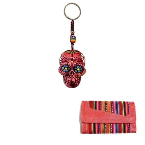 Carteira tribal de couro tribal / carteira / chaveiro / conjunto / kit / presente / bolsa - Imagem 1 de 4