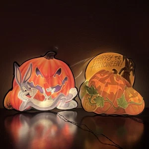Vintage Looney Tunes “Bugs In The Pumpkin Patch” 3D Light Up Halloween Display - Picture 1 of 10