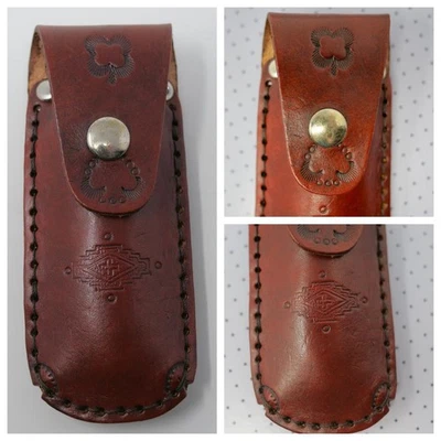 Vintage Tooled Brown Leather Knife Sheath Snap Belt Loop Case 4 Leaf Clover EUC - Image 1 of 4