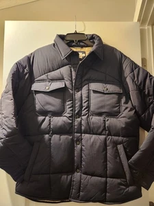 New WOT Navy Quilted coat Flint & Tinder Men's XXL button front and with pockets - Picture 1 of 6