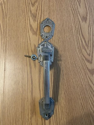 Vtg Heavy Solid Brass Thumb Latch Door Pull Handle Art Deco Victorian - Image 1 of 4