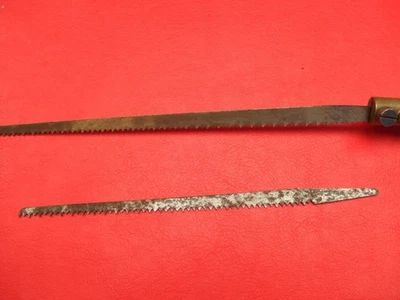 Vintage Wood & Brass Pad Saw Handle Hacksaw Drywall Key Hole Saw Tool - Image 1 of 3