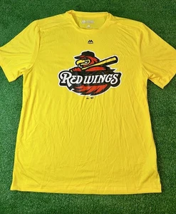 Rochester Red Wings Majestic T Shirt Taglia Uomo Lrg Giallo Minor League Baseball - Foto 1 di 5
