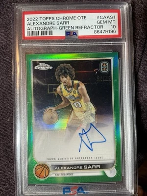 2022 ALEXANDRE SARR Topps Chrome OTE Green Refractor Rookie Auto /75 PSA 10 - Image 1 of 2