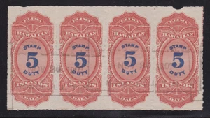 Hawaii Revenue Stamp Used #R4 - Strip of 4 Cat is $57.50 each stamp - strip??? - Bild 1 von 2