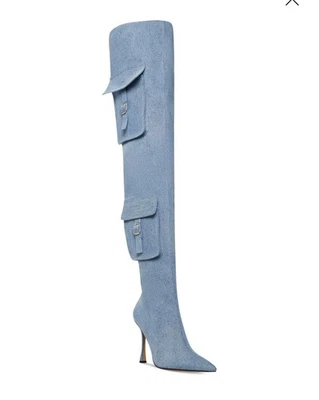 Steve Madden Women's Brittany Pocket Hardware Over The Knee Boots Denim Size 6M - Image 1 of 4