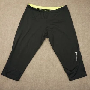 Reebok Athletic Capri Black Pants Womens Large Bike Running Speedwick Logo - Picture 1 of 13