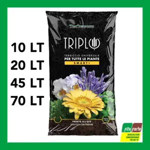 TERRICCIO UNIVERSALE TORBA TERCOMPOSTI TRIPLO SMART CON PROTEINE 10-20-45-70 LT - Foto 1 di 2