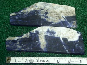 2 BLUE SODALITE Slabs 500 Grams Lapidary Sanded Rough LB - Picture 1 of 3