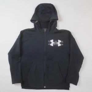 Under Armour Hoodie Youth Boys Large Black Full Zip Sweatshirt Sports Casual - Picture 1 of 13
