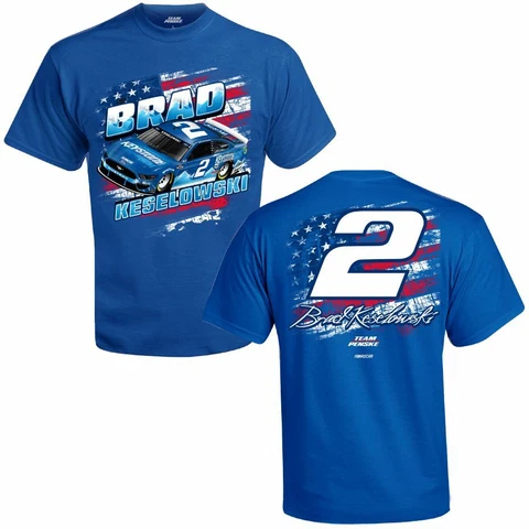 2021 BRAD KESELOWSKI #2 KEYSTONE LIGHT BLUE NASCAR LICENSED PATRIOTIC TEE SHIRT Cover