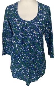 Adini 100% cotton slub jersey tunic 3/4 sleeves scoop neck pintucking Size S