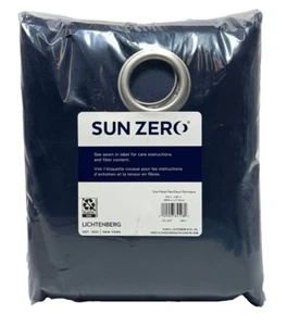 Sun Zero Velvet 100% Blackout Thermal Grommet Curtain 104"x84", Panel Pair, NAVY - Picture 1 of 5
