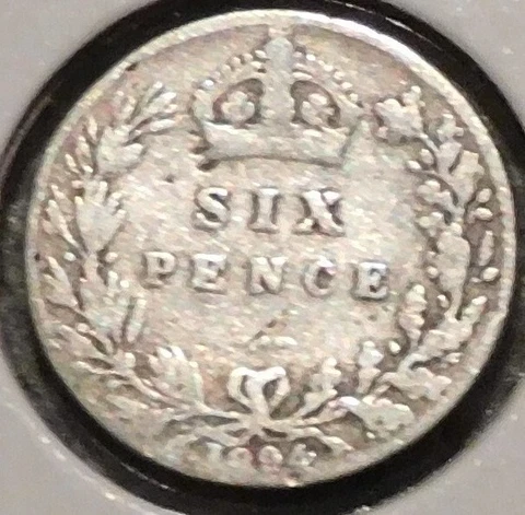 British Silver Sixpence - 1894 (Uneven wear by date) - Queen Victoria Cover